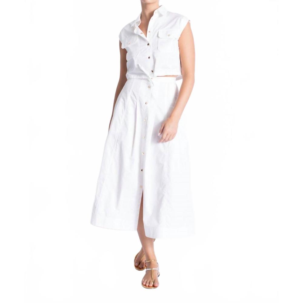 NEW KARINA GRIMALDI eden solid button down skirt in white